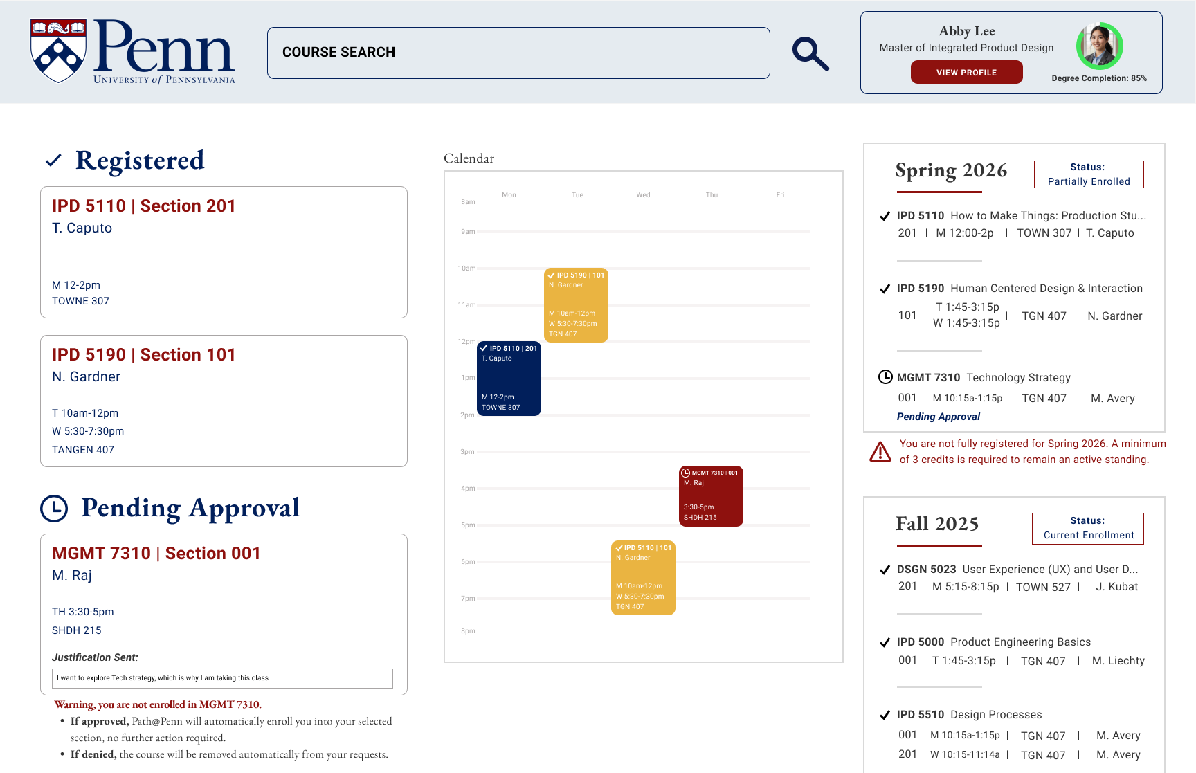 Post-submission confirmation screen