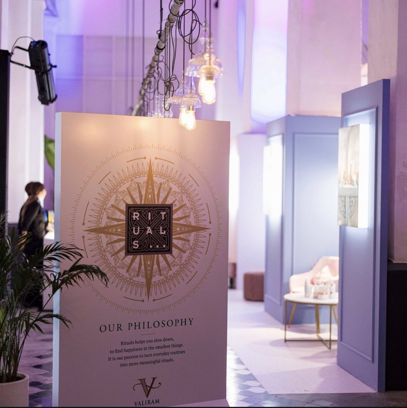 Rituals brand philosophy standee at the launch event